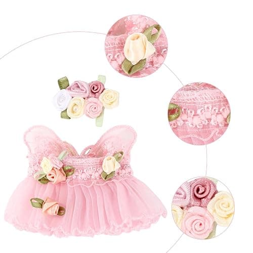 Doll Clothes, Cute Fashion Pink Flower Dress with Funny Hairpin Practical Skirt Clothes Outfit Accessories for Doll Dressing Clothing thumbnail 5