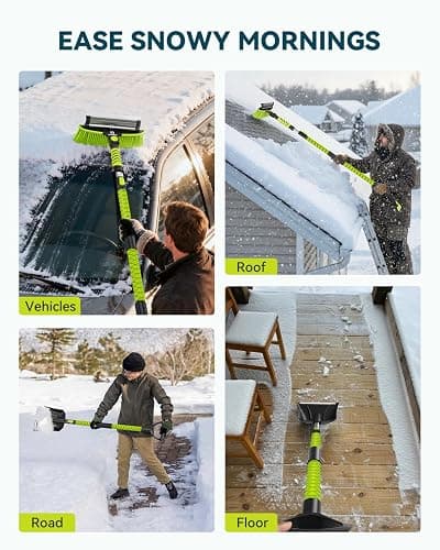 Upgraded 60'' Snow Brush & Snow Shovel with 2 Ice Scrapers, Extendable Snow Brush for Car Windshield with Squeegee, 4-in-1 Detachable Winter Snow Remover for Cars, SUVs, Trucks thumbnail 9