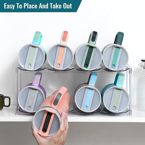 Design for Stanley 40 OZ & Large Bottles & Tumblers with Handle - Acrylic Water Bottle Organizer - Stackable Clear Wine Rack, Cup Holder for Home Kitchen Pantry Shelf Countertop Cabinet, 2 Tier Hold 8 thumbnail 7