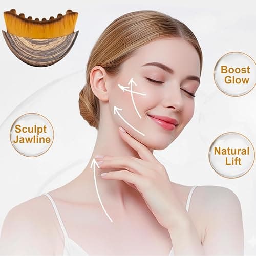 Stainless Steel Gua Sha Tool & Lymphatic Drainage Face Brush Set, TWPER Facial Massage Kit for Jawline Sculpting Puffiness Lifting Relaxation, Contour Face Brush with Storage Case thumbnail 3