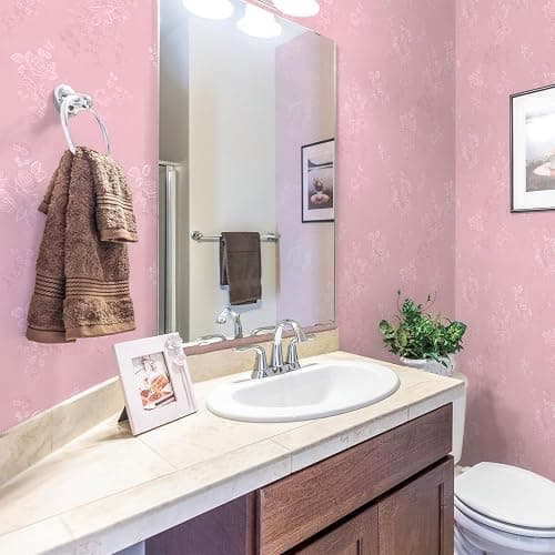 Lativo Silk Pink Peel and Stick Wallpaper Embossed Floral 511in 17.7in | Textured Vinyl Wallpaper,Self Adhesive Removable,Perfect for Bedroom Girls Kids Room,Gift Paper,Easy to Use thumbnail 4