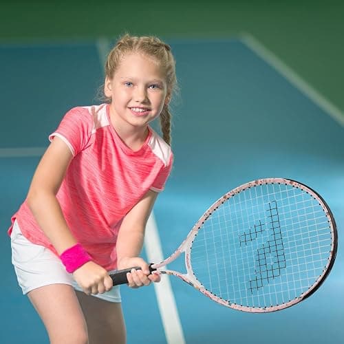 Kids Tennis Racket for Boys & Girls Aged 2-12 - Multi-Color & Style Youth Tennis Racket for Beginner, Includes 420D Nylon Shoulder Strap Bag thumbnail 7