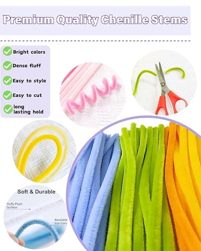YYUENG TAK 1000 Pcs Pipe Cleaners Flower Kit, 18 Colors Chenille Stems with Complete Accessory Set & Instruction, Pipe Cleaners Craft, Art and Craft Supplies, DIY Art Projects Creative Gift thumbnail 7