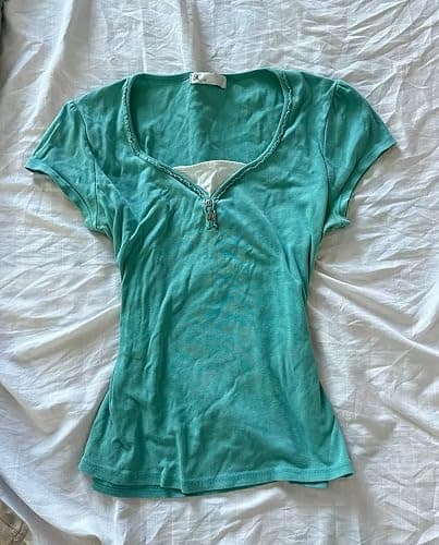 Lomehue Gyaru Teal Clothes Y2k Tops for Women Harajuku Crop Whimsical Tops Grunge Vintage Tops Fairycore 2000s Clothing thumbnail 6