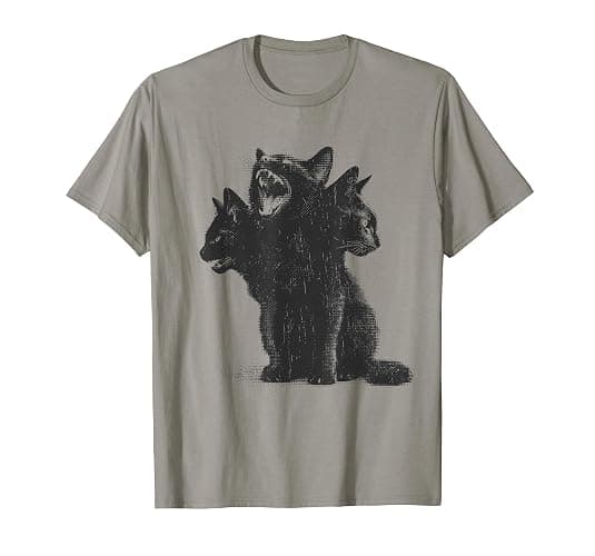 3 Headed Cat Vintage Grunge Alt 90s Halloween Goth Horror T-Shirt - Image 1