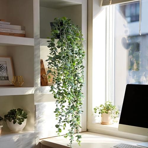 Yarmare Artificial Hanging Plant 2 Pcs Faux Plant Ivy Vine Faux Eucalyptus Vines Fake Potted Greenery for Wall Living Room Home Shelf Office Bathroom Outdoor Indoor Decor (Type 6) thumbnail 5