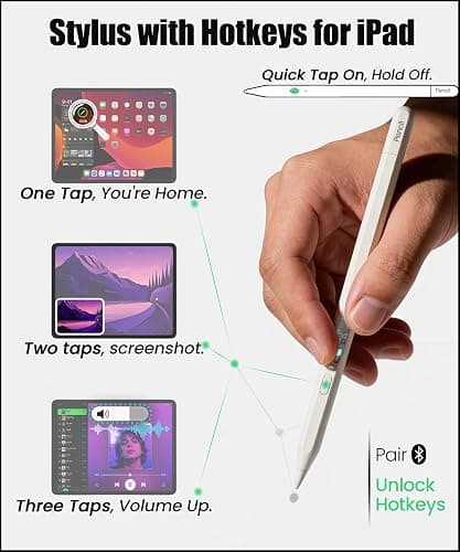 Aplfan USB-C Pencil for iPad 2018-2026: Hidden-Port & BT Shortcut Button | Stylus Pen with Tilt Sensitivity & Palm Rejection for iPad 6-11th&Mini 5-7th, Air 3-5th/M2/M3, Pro 11"/12.9"/13"(M4/M5)White thumbnail 2