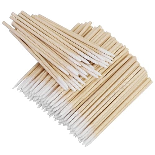 200 tamponi di cotone a punta in legno, 7 cm, applicatori per tatuaggi, sopracciglia, bellezza, trucco, unghie (bambù) - Image 1