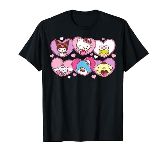 Hello Kitty Valentine's Day Sanrio Characters Heart Frames T-Shirt - Image 1