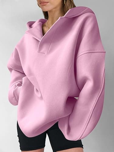 ANRABESS Womens Oversized Hoodies V Neck Sweatshirts Fleece Long Sleeve Pullover Y2K Clothes 2025 Fall Trendy Outfits thumbnail 4