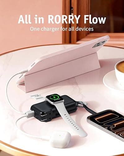 RORRY Flow Portable Charger 10000mAh 40W Wall Plug Power Bank Battery Pack | Built-in USB-C Cable, Keychain Design, Fast Charging, for iPhone 18 Pro/17/16/15, Apple Watch, iPad, Travel Essential thumbnail 4