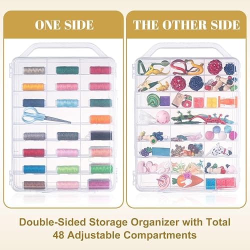 Mifoci 1 Pcs 46 Grids Sewing Organizer Double Sided Thread Box Storage Portable Clear Plastic Thread Holder for Embroidery Sewing Crafts Beads Embroidery Floss thumbnail 4