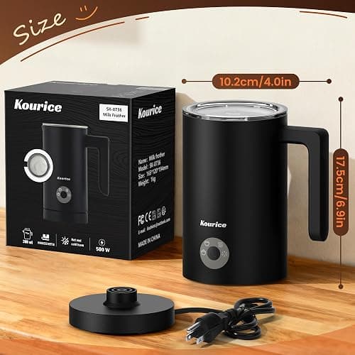 Kourice Milk Frother Electric, 4-in-1 Milk Frother and Steamer for Latte, Cappuccino, Hot & Cold Milk Froth Maker, Automatic Milk Steamer and Frother, Quiet One-Touch Operation, Easy to Clean thumbnail 8