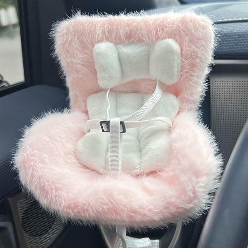 SwiftServ Doll Car Seat for 3–8 inch Figures, Fits Character Plushes, Blind Box Dolls & Vinyl Collectibles, Includes Air Vent Clip & Desktop Stand, Cute Car Ornament for Collectors (Pink) - Image 1