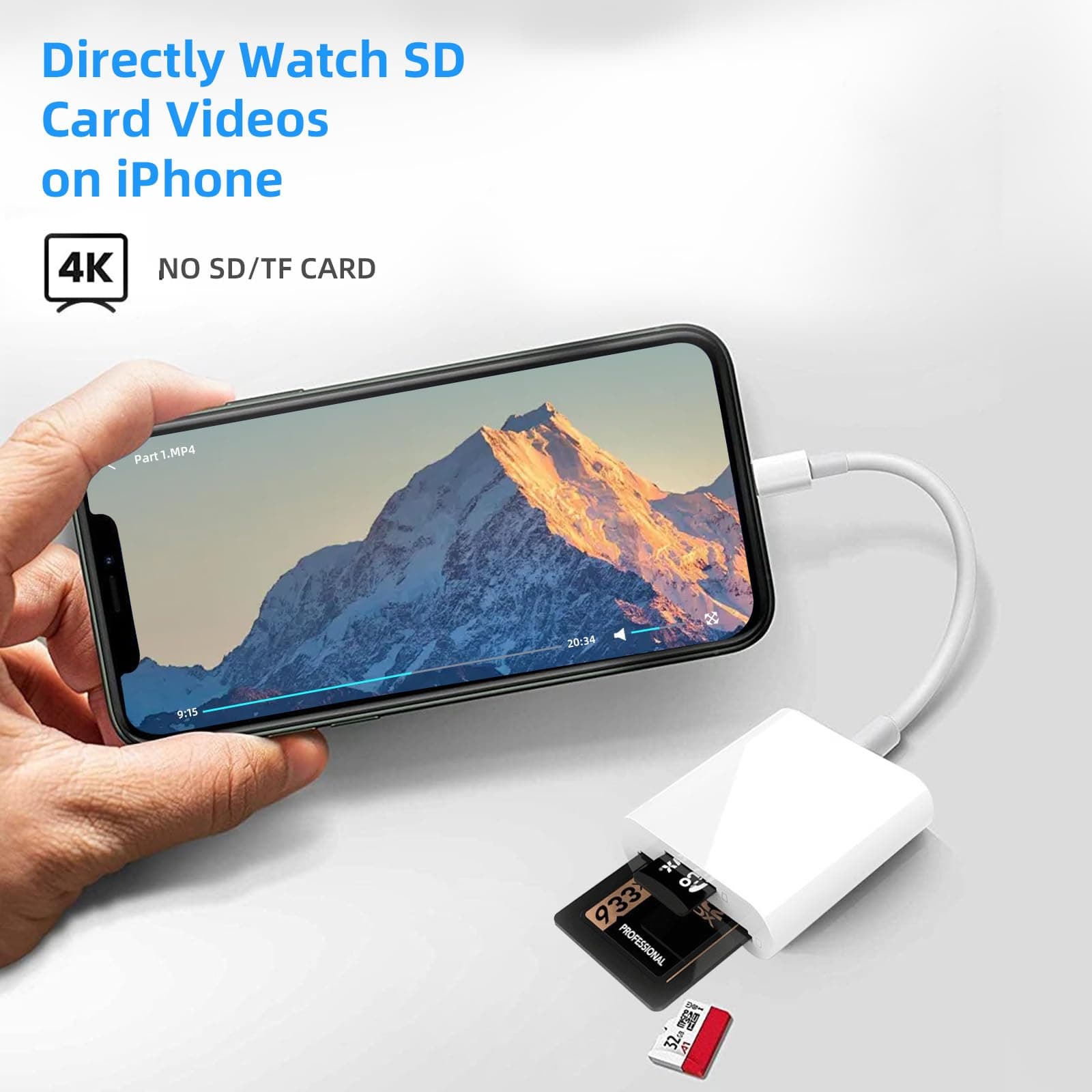 Apple Lightning to SD/TF Dual Card Slot Reader for iPhonePad, SD Card Reader for iPhone 2 in 1 Micro SD/TF Memory Card Adapter,Apple Lightning to SD & TF Card Reader to Phone thumbnail 7