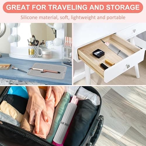 Quccefods Heat Resistant Large Silicone Mat for Hair Styling Tools - Curling Irons, Flat Irons, Hair Straighteners - Portable Vanity Pad thumbnail 7