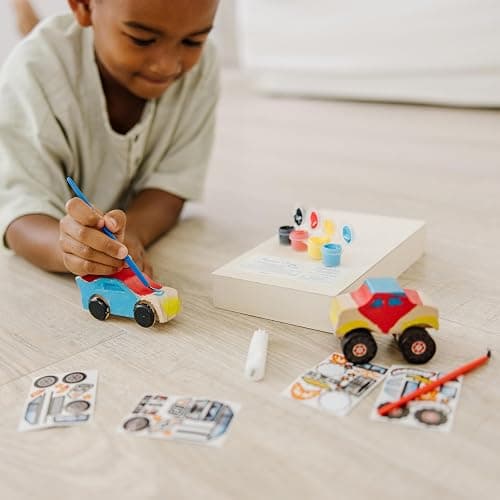Melissa & Doug Decorate-Your-Own Wooden Craft Kits Set - Race Car and Monster Truck thumbnail 2