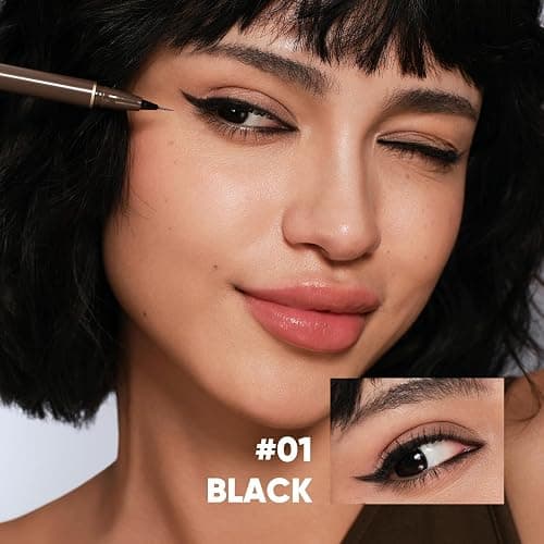 JUDYDOLL Ultra-Fine Liquid Eyeliner-Precision Tip for Wing Line, Smudge-Proof, Quick-Drying, Waterproof, Easy to Get Inner Corner Lined, Hooded Eyes-Friendly (#01 Black) thumbnail 3