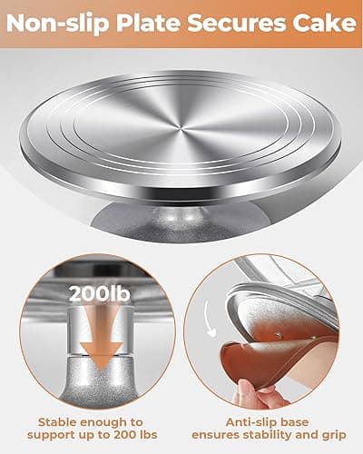 Kootek Aluminium Alloy Revolving Cake Stand 12 Inch Rotating Cake Turntable for Cake, Cupcake Decorating Supplies thumbnail 6