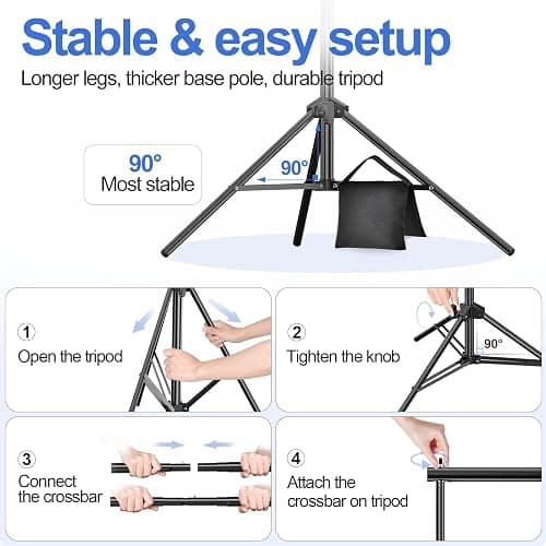 EMART Backdrop Stand 10x7ft(WxH) Photo Studio Adjustable Background Stand Support kit with 2 Crossbars, 8 Clamps, 2 Sandbags and Carry Bag for Parties, Events Decoration, Wedding, Photography thumbnail 4
