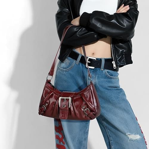 WantGor Women's Shoulder Bag, Clutch Tote Bags Top Handle Purse | Zipper Vintage Handbag Buckle Punk Hobo Purses Trendy Underarm Bag thumbnail 7