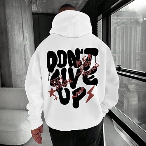 Wedsadl Graphic Streetwear Hoodies For Men Vintage Hoodie Inspirational Sweatshirts Positive Letter Print Cotton Pullover thumbnail 4