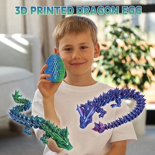 4PCS 3D Printed Dragon Egg Set,Crystal Animals Egg Fidget Toy with Dragon Inside Easter Halloween for Kids (Multicolor+Rainbow) - Multicolor+rainbow thumbnail 5