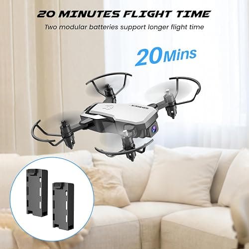 SIMREX X300C Mini Drone with Camera 720P HD FPV, RC Quadcopter Foldable Drone with Altitude Hold, 3D Flip, Headless Mode, Gravity Control and 2 Batteries, Gifts for Kids, Adults, Beginner (White) thumbnail 8