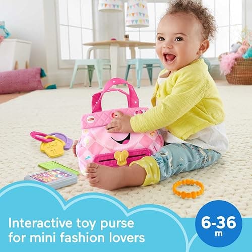 Fisher-Price Baby & Toddler Toy Laugh & Learn My Smart Purse with Lights, Learning Songs & 5 Accessories for Infants Ages 6+ Months (Amazon Exclusive) thumbnail 2
