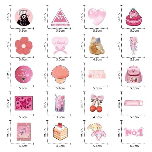 62pcs Cutecore Stickers Pink Y2K Millennium Macaron Colored Graffiti Sticker for Musical Instrument Decorations Water Bottles, Laptops, Suitcases, Birthday Party Supplies, Scrapbook Stickers thumbnail 5