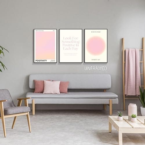 Adyggefy Pink Gradient Aura Angel Numbers Poster for Room Aesthetic 3 Piece 12x16in, Pastel Positive Daily Affirmation Quotes Canavs Wall Art Abstract Minimalist Print Painting for Bedroom Unframed thumbnail 6