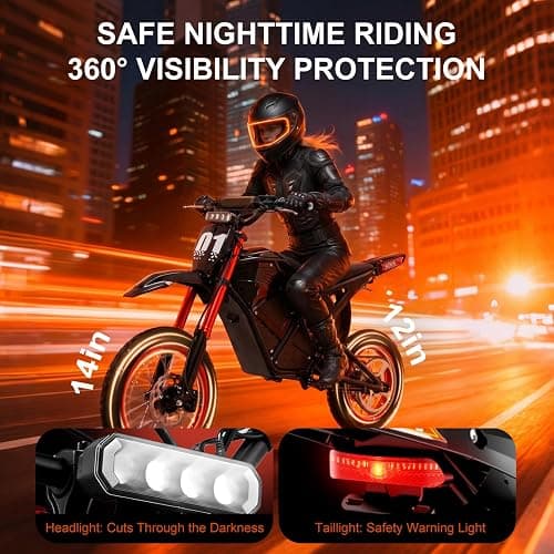 YJOVELA Electric Dirt Bike for Teens Adults, 3600W 3 Speed Mid-Drive Motor E Dirt Bike, 38MPH Off-Road Electric Motorcycle, 48V 23Ah Battery 53 Miles Long Range Dual Hydraulic Nitrogen Shock Absorbers thumbnail 7
