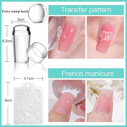 Biutee Nail Stamping Plates Set 15PCS Nail Art Stamper Scraper Nail Art Stamping Kit with Storage Bag Gift Box Nail Stamp Template Kit Lace Flower Butterfly Star Christmas Holiday Design thumbnail 4