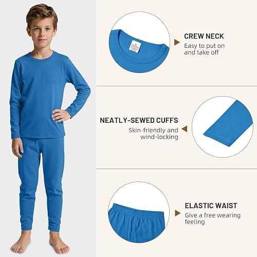 American Trends Boys Thermal Underwear Set Toddler Long Johns Set Fleece Lined Base Layer Winter Thermals Sets for Kids thumbnail 2