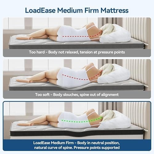 LoadEase Mattress Queen Size, 12 Inch Queen Hybrid Mattress in a Box, Medium Firm Memory Foam & Individually Wrapped Pocket Springs for Pain Relief, Motion Isolation, Edge Support, 80x60x12 thumbnail 5
