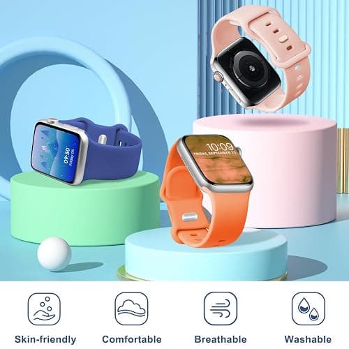 Gleetik Sport Watch Band Compatible with Apple Watch Bands Women Men 38mm 40mm 41mm 42mm 44mm 45mm 46mm 49mm,Soft Silicone Replacement Strap for iWatch Bands Series 10 9 8 7 6 5 4 3 2 1 SE Ultra thumbnail 3