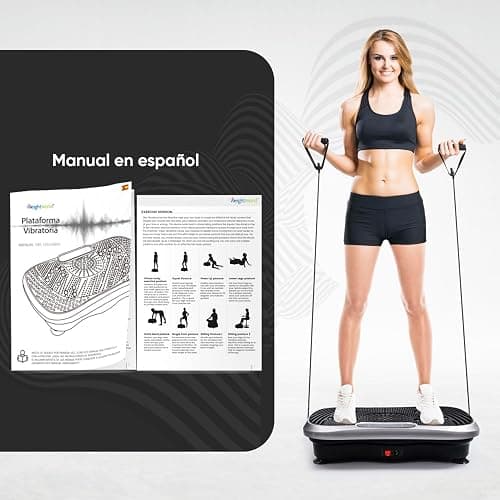 WeightWorld Plataforma Vibratoria - 99 Velocidades, Masajeador, Altavoz Bluetooth y Bandas Elásticas - Plataforma Vibración Muscular para Hacer Ejercicio en Casa con Mando a Distancia y 5 Programas thumbnail 8