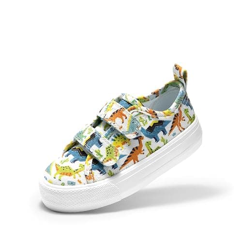 DREAM PAIRS Kid Toddler Sneakers Boys Girls Canvas with Cartoon Dual Hook and Loops for School Walking - Image 1