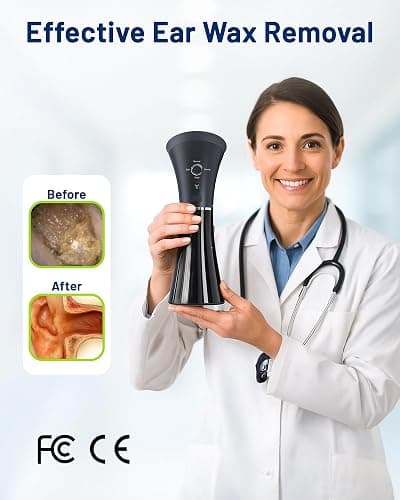 KAUGIC Upgraded Ear Wax Removal with One-Piece Waste Tank, Safe Cleaner with Water Temperature Sensor, Effective Ear Irrigation Kit & USB-A to C Cable, IPX7, Black thumbnail 2