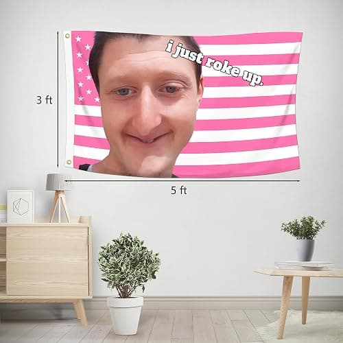 Shmbada 3x5 Ft Decorative Daniel Flag Larson Double Stitched with 2 Brass Grommets for Indoor Outdoor, Wall Hanging Tapestry College Dorm Room Decoration (I Just Roke Up) thumbnail 3
