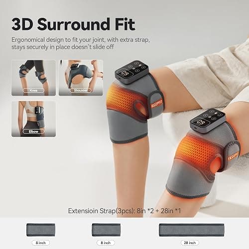 IKEEPFIT Cordless Knee Massager with Heat Vibration for Pain Relief, MAXwarm 4.0[2025 Upgraded] - Electric Heated Knee Brace with 5 Heat Levels and 3 Massage Mode, Gifts for Men Women (Grey, Single) thumbnail 5
