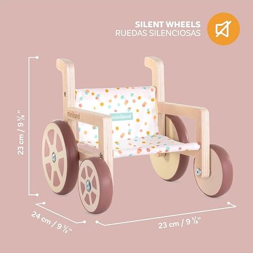 Miniland Doll Stroller, Inclusion Set, Made with ECO Wood Materials, Up to Dolls 38cm | Weelchair thumbnail 3