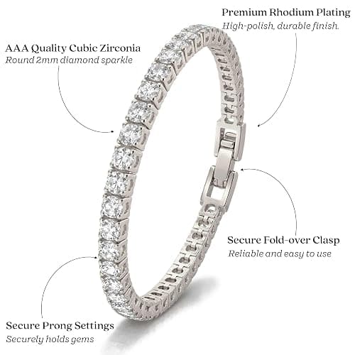 Kezef CZ Tennis Bracelet for Women – 3mm Cubic Zirconia, 14K Gold Plated over Brass, Classic Tennis Bracelet in Multiple Lengths thumbnail 4