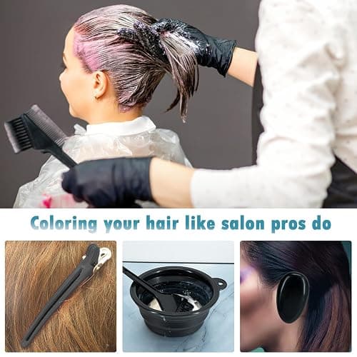 Xarchy 10 Pc Hair Bleach Kit - Hair Coloring Products With Dye Brush, Color Bowl, Earmuffs, Clip for Salon Bleaching & Highlighting thumbnail 7