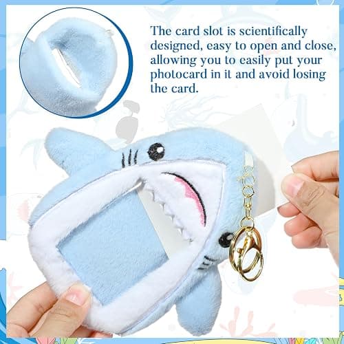 NEWEST Shark Plush Kpop Photocard Holder with Keychain, Cute Shark ID Badge Holder Protector Cover, Soft Cartoon Sea Creature Photo Case Sleeves Stationery for Idol ID Card Student Worker Bag Charm thumbnail 5