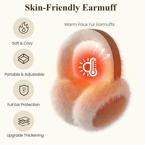 Clothirily EarMuffs for Women, Faux Fur Warm Ear Muffs for Winter, Foldable Winter Ear Covers, Fuzzy Ear Warmers for Women thumbnail 5