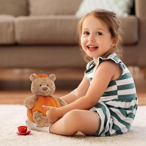 RDCIRP Pumpkin Bear Plush, Stuffed Animal Plushie Squishy Bear Toy Huggable Doll Costume Cute Toy for Boys Girls Halloween Party thumbnail 6