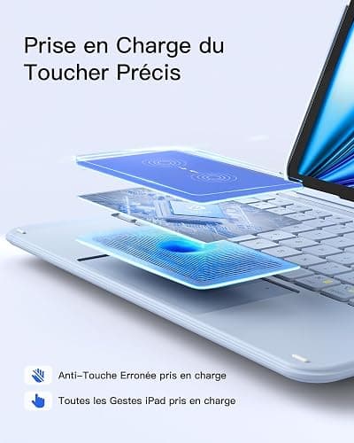 Inateck Coque Clavier pour iPad 11e/10e Gén, pour iPad 10e (10,9")/11e (2025 A16), Air 11" M3/M2, Air 6/5/4e, Pro 11 4e-1re, Clavier Ultraléger Détachable avec Pavé Tactile, Bleu AceTouch thumbnail 8