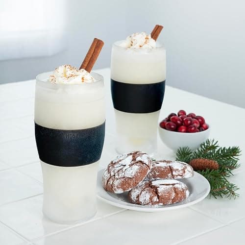 Host FREEZE Beer Glasses, Frozen Beer Mugs, Freezable Pint Glass Set, Insulated Pint Glass to Keep Your Drinks Cold, Double Walled Insulated Glasses, Tumbler for Iced Coffee, 16oz, Set of 2, Black thumbnail 13