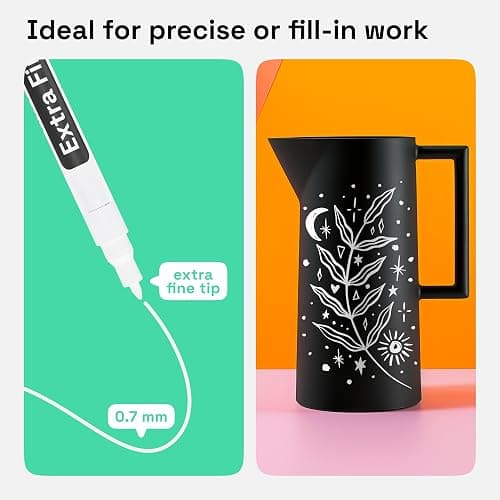 ARTISTRO 2 White Permanent Marker - Waterproof Markers for Tire, Fabric, Rocks, Glass, Ceramic, Wood, Paper - Oil Based Paint Pens - Extra-Fine Tip 0.7mm thumbnail 3